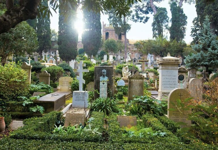 Cemeteries in Rome - protestant cemetery tombstones
