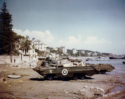 World War II Anzio tank on the beach