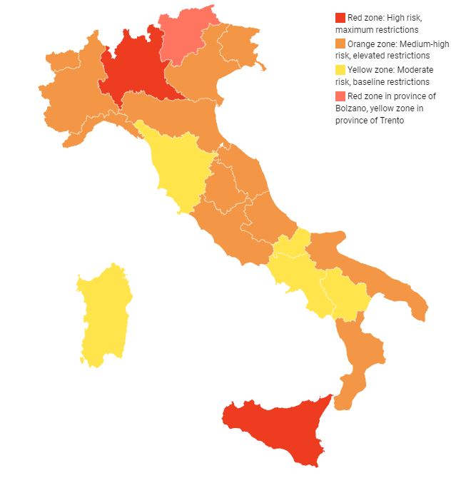 Covid-19 Italy Zone map