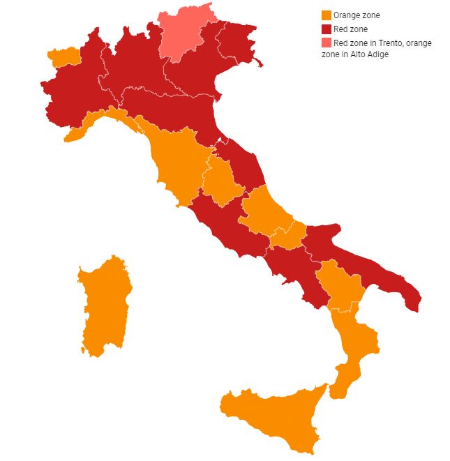 Covid-19 Italy Zone Map