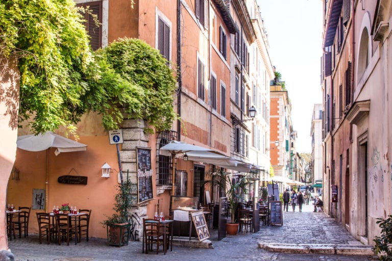 Corner in Trastevere neighborhood in Rome