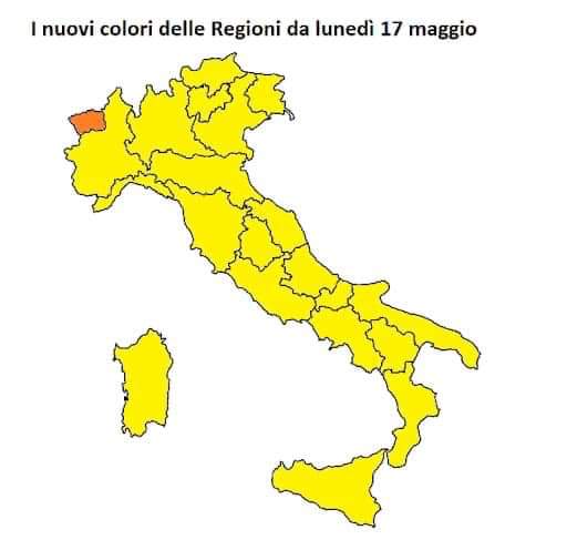 Map of Covid zones in Italy